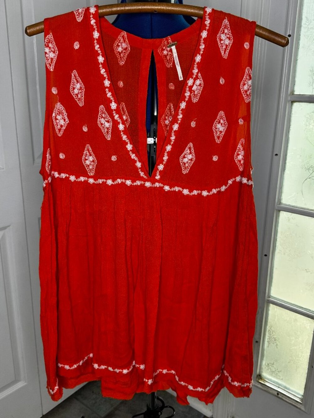 Free People Flame Combo Embroidered Tank Top Sleeveless Women's Size SMALL Flowy